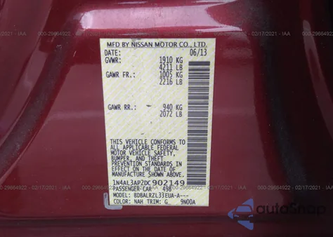 2013 Nissan Altima 2.5 S from USA, damaged, VIN 1N4AL3AP2DC902149